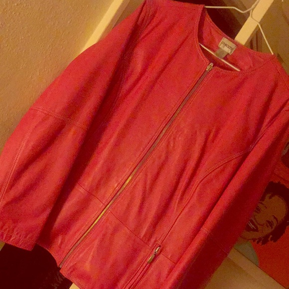 Pink Genuine Leather Jacket Chico’s - Picture 1 of 4